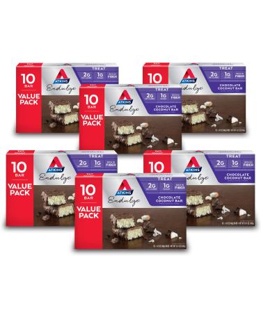 Atkins Endulge Treat Chocolate Coconut Bar. Rich Coconut & Decadent Chocolate. Keto-Friendly. Value Pack, 10 Count (Pack of 6)