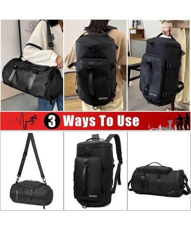 MIYCOO Black 42L Gym Bag - Sports Duffle with Shoe Compartment for Men & Women - Buy Online on GoSupps.com