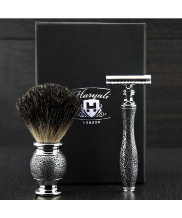 Men's Shaving Set Kit - Double Blade Safety Razor & Badger Hair Brush | Perfect Gift for Him - Buy Online on GoSupps.com