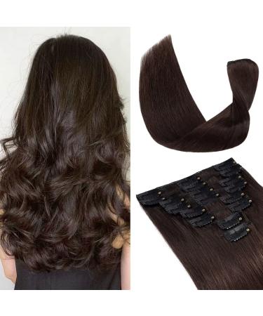 Tess clip in Extensions Real Hair Dark Brown #2 Remy Hair Extensions Cheap hair extension 18 clips 8 PCs long 12 "(30cm) -55g