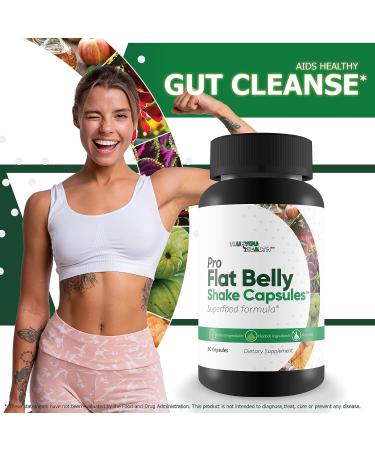 Pro Flat Belly Shake Capsules - Gut Cleanse for Reduced Bloating - Digestive Support & Body Cleanse for Overall Health - Eliminate Toxins & Waste with Cleanse Supplements - Buy Online on GoSupps.com