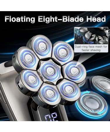 5 in 1 Men's Rechargeable Floating Razor & Beard Trimmer - Waterproof, Portable Shaver with LED Display in Silver - Buy Online on GoSupps.com