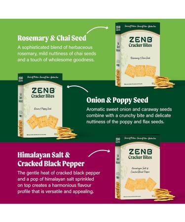ZENB Cracker Bites - Gluten Free Healthy Snacks for Adults - Vegan Snack Variety Pack with 6g Protein per Serving x3 Delicious Flavours (3x120g boxes) - Buy Online on GoSupps.com