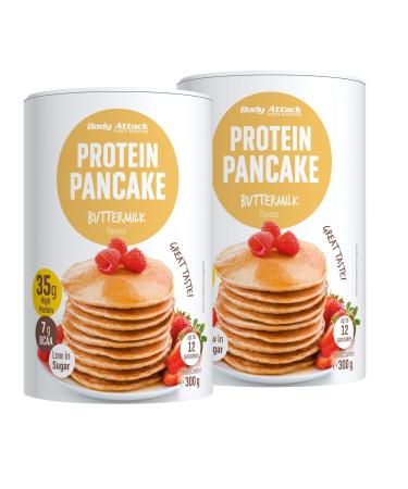Body Attack Protein Pancake Mix-Buttermilk 2x300g protein pancakes with 35% protein baking mix with little sugar & fat low for fluffy-delicious pancakes in 5 minutes-reach for 24 protein pancakes buttermilk 300 g (2-pack)