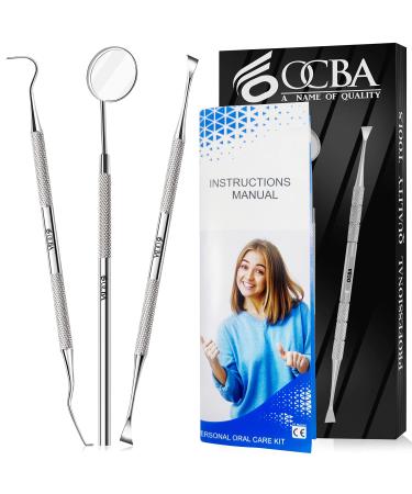 OCBA Dental Plaque Remover for Teeth Cleaning Kit for Plaque Removal Tools Including Dentist Mirror for Personal and Home Use
