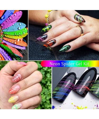  LuukUP 8 Colors Spider Gel - Luminous Spider Nail UV Gel Polish - Nail Art Gel Painting Designs - Neon Line Fluorescent Effect Manicure Halloween Dance Party - Buy Online on GoSupps.com