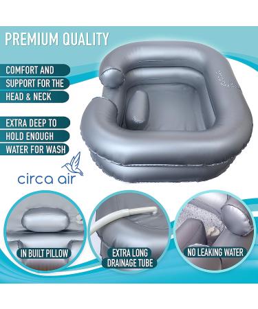 Portable Inflatable Sink for Locs - Hair Washing Basin for Bedridden, Elderly, Kids - Comfortable Loc Detox Tub with Pillow - Silver - Buy Online on GoSupps.com