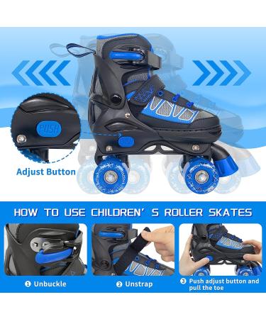 Nattork Kids Roller Skates - Adjustable Light Up Wheels - Blue - Size Large 4Y-7Y - Buy Online on GoSupps.com