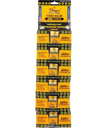 Tiger Balm Ultra Strength Rub Balm - Alcohol Free Cruelty Free 0.63 oz (Pack of 6) - Fast Shipping Worldwide - Buy Online on GoSupps.com