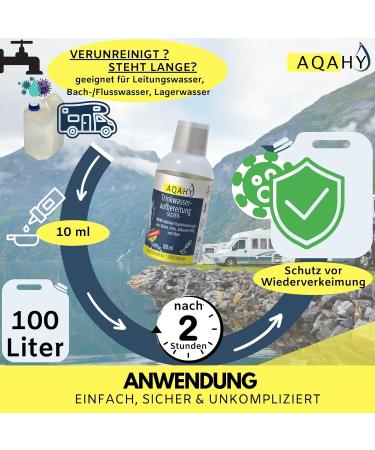 AQAHY Drinking Water Treatment - Silver Ions for Safe Water | 100ml | 1000L Caravan Camping & Outdoor Solution - Buy Online on GoSupps.com