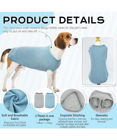 2-Pack Dog Clothing - Soft Cotton Sweaters & Shirts for Small Dogs & Cats | Air-Permeable T-Shirts for Chihuahuas & Large Breeds (Gray & Blue) - Buy Online on GoSupps.com