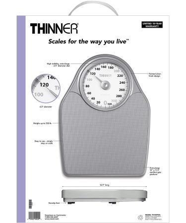 Thinner Extra-Large Dial Analog Bathroom Scale - Measures Weight Up to 330 Lbs - Silver - Buy Online on GoSupps.com