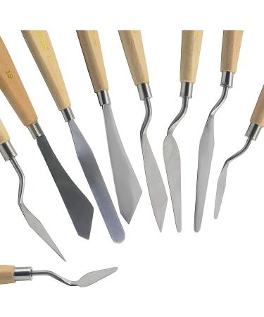 AebDerp 9 pcs Palette Knives Set with Wooden Handle for Oil, Canvas, Acrylic Painting - Buy Online on GoSupps.com