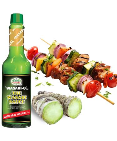 WASABI-O Premium Wasabi Sauce With Real Wasabi - Wasabi Hot Sauce For Sushi Roast Beef Roasted Veggies & More Vegan Barbecue Vegetarian Gluten-Free 2.2oz
