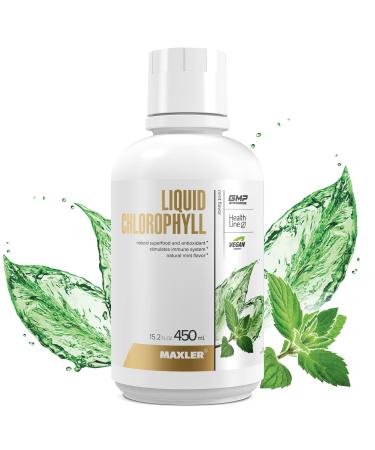 Maxler Chlorophyll Liquid Mint Flavor - Internal Deodorant for Body Odor & Bad Breath Supplement - Vegan Liquid Chlorophyll - 132 mg of Chlorophyllin per 1 Serving (15 Servings) - 15.2 fl oz