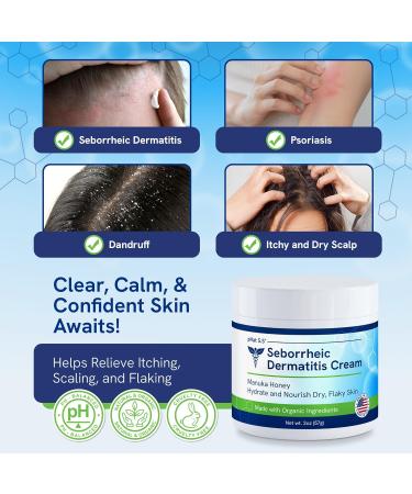 Seborrheic Dermatitis Cream with Manuka Honey, Coconut Oil & Aloe Vera - Natural Organic Anti-Itch Moisturizer for Sensitive Skin (2 oz) - Buy Online on GoSupps.com