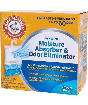 Arm & Hammer Hanging Moisture Absorber 6 Pack - Clean Burst, 16.1 oz. - Closet & Small Room Odor Eliminator - Buy Online on GoSupps.com