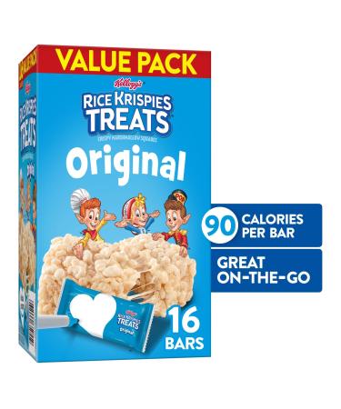 Rice Krispies Treats Marshmallow Snack Bars, Kids Snacks, Value Pack, Original, 12.4oz Box (16 Bars)