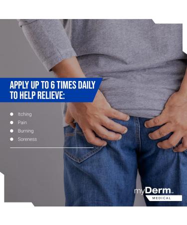 Myderm Medical 5% Lidocaine Anorectal Cream 2oz - Maximum Strength for Fissure and Hemorrhoid Care - Vitamin E - No Parabens - 5 Finger Cots - USA Made - Buy Online on GoSupps.com