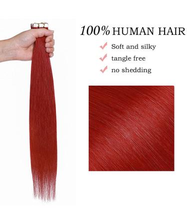 SEGO 20 Wefts Tape in Extensions - 50g Remy Real Hair - 18 Red Hairpieces + 10 Free Tapes - International Shipping Available - Buy Online on GoSupps.com