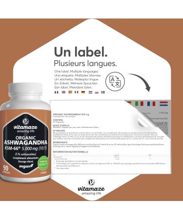 Ashwagandha KSM-66 - 5000mg Pure Ashwagandha 500mg Extract (10-15:1) 5% Withanolides 90 Vegan Capsules Root Extract High Bioavailability - Buy Online on GoSupps.com