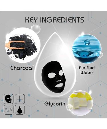 Korean Charcoal Black Face Mask Sheet - 6 Pack for Oily Skin and Pores - Buy Online on GoSupps.com