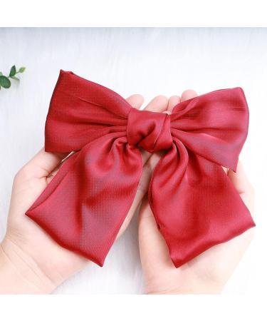 Andelaisi Vintage Red Satin Bow Hair Clip Barrette - Retro Bowknot Accessory for Women and Girls - Buy Online on GoSupps.com