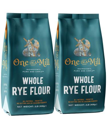 One in a Mill Whole Rye Flour | 100% All-Natural Unbleached Presifted Bread Flour for Baking Cakes, Pie Crusts & Artisan Doughs | Rich & Nutritious | Kosher Non-GMO & No Preservatives 2 Pack 2lb Bag