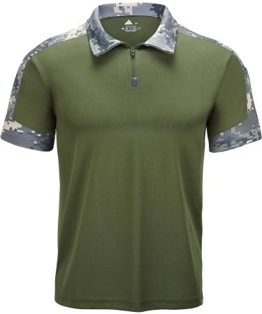 ZITY Men's Tactical Military Golf Shirt - Short Sleeve Army T-Shirt (111) - XX-Large, Army Green - Buy Online on GoSupps.com