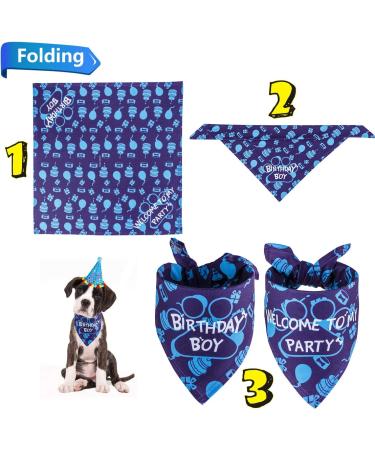 TCBOYING Dog Birthday Bandana and Hat Set - Cute Doggie Party Decorations (Blue) - Buy Online on GoSupps.com