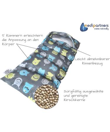 Medi Partners Kirschkernkissen 60x20cm - Eco-Friendly 100% Cotton Heat & Cold Therapy Pillow | 5 Chambers Grain Pillow for Pain Relief | Removable Cover - Buy Online on GoSupps.com