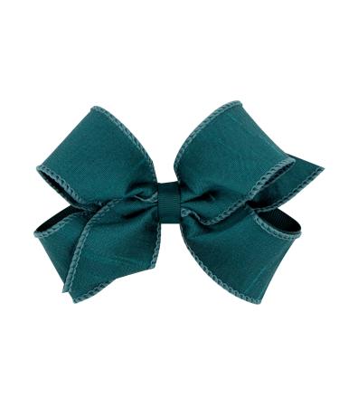 Wee Ones Jewel-toned Dupioni Silk and Grosgrain Overlay Bows  Teal