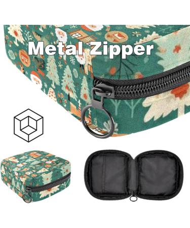 Muooum Menstrual Pad Bag - Stylish Zip Taming Bag for Tampons | Christmas Candy Rod Pattern | 1 Count (Pack of 1) - Perfect for Women & Girls - Buy Online on GoSupps.com