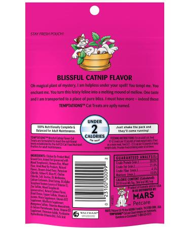 TEMPTATIONS Classic Crunchy and Soft Cat Treats Blissful Catnip - Multiple Sizes - 3oz (12 Pack) - Buy Online on GoSupps.com