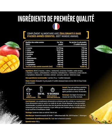  GEN GERMAN ELITE NUTRITION EAA Powder 532g (38 servings) - All 9 essential amino acids including histidine & BCAAs - Human Code formula - Vegan - Very good solubility - Refreshing amino acid drink (Mango Pineapple) - Buy Online on GoSupps.com