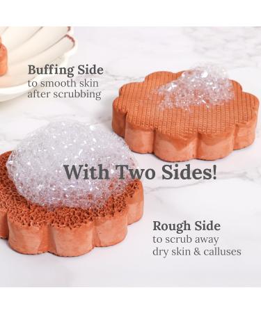 Scrubbies Pumice Stone for Feet - 5+ Year Lasting Foot Exfoliator & Callus Remover | Natural Terra-Cotta Flower - Buy Online on GoSupps.com