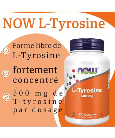 Now Foods L-Tyrosine 500 mg 120 Capsules Lab Tested Gluten Free Soy Free Non-GMO - Buy Online on GoSupps.com