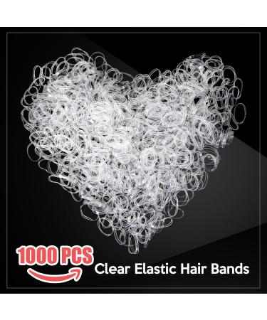 Sularpek 1000 Pcs Elastic Hair Bands Hair Elastics Clear Hair Elastic Bands Plastic Hair Bands Small Hair Bands Hair Rubber Bands for Hair Braids With Band Removal Hook+2 Hair Braid Tools transparent - Buy Online on GoSupps.com