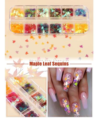 3 Boxes Maple Leaf Nail Sequins | Kalolary Holographic Fall Leaf Glitter for DIY Nail Art | Perfect for Seasonal Nail Decorations - Buy Online on GoSupps.com