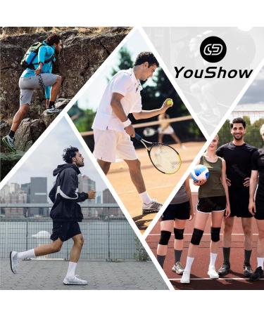 YouShow Tennis Socks 6 Pack - Men & Women Sports Cotton Crew Socks | Breathable & Cushioned | Size 43-46 | Classic Black - Buy Online on GoSupps.com