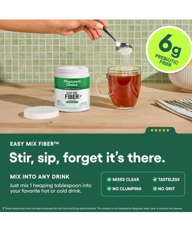 Physician's CHOICE Easy Mix Fiber for Digestive Health & Regularity - No Grit Sugar Free & Tasteless - Daily Prebiotic Soluble Fiber Powder Supplement for Women and Men - Unflavored - 7.1oz Fiber Powder 7.1 Ounce (Pack of  - Buy Online on GoSupps.com