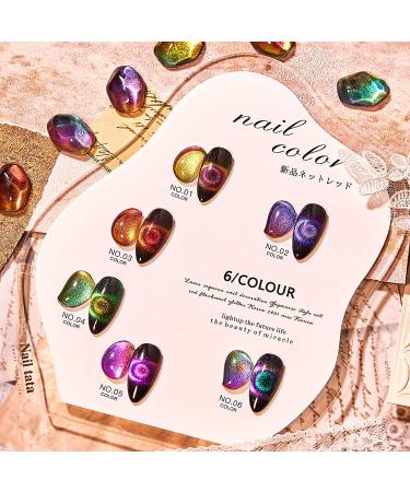 FOCEN Moonstone Cat Eye Gel Set - 6 Starry Sky Colors with Magic Effect | Soak Off 9D Manicure Kit with Magnet Stick for Nail Art - Perfect Gift - Buy Online on GoSupps.com