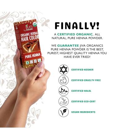 Jiva Organic Henna Powder for Hair - 100% Pure Certified Organic Hair Colorant - No Chemicals Vegan Cruelty-Free Shipping Worldwide - Buy Online on GoSupps.com