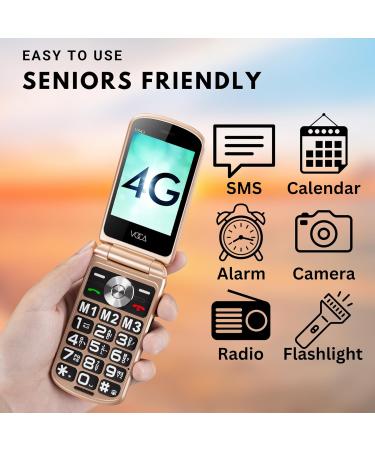 VOCA Big Button Flip Phone for Elderly | Dual Screen, Unlocked 4G LTE | Loud Volume, Hearing Aid Compatible | SOS Button, Predictive Text | Charging Dock | V543 (Red) - Buy Online on GoSupps.com