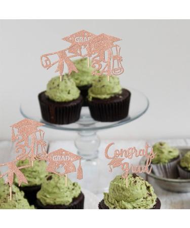 Xsstarmi 36 Pack Glitter 2024 Graduation Cupcake Toppers Class of 2024 Graduation Cap Diploma Cupcake Food Picks Congrats Grad 2024 Graduation Party Cake Decorations Rose Gold - Buy Online on GoSupps.com