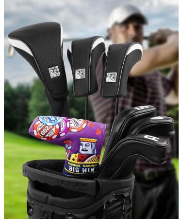 BIG TEETH Golf Hybrid Iron Head Cover - 1set of 9pcs(4-9,P,A,S) - Black - Buy Online on GoSupps.com