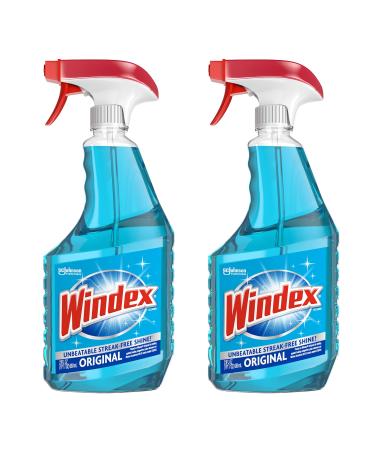 Windex Glass and Window Cleaner Spray Bottle, Bottle Made from 100% Recovered Coastal Plastic, Original Blue, 23 fl oz (Pack of 2)