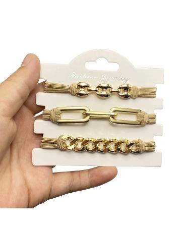 Gold Plated Ponytail Holders Scrunchies - Soft Elastic Hair Ties Bracelet - Trendy Hair Accessories for Women in Khaki - Buy Online on GoSupps.com