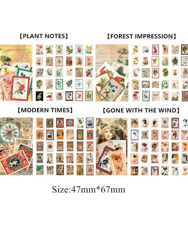 Cotrida Vintage Postage Stamp Stickers - Botanical Deco Paper Sticker Set for Scrapbooking, Journaling Supplies, Planners, DIY Art Crafts - 4 Collections, 240PCS - Buy Online on GoSupps.com