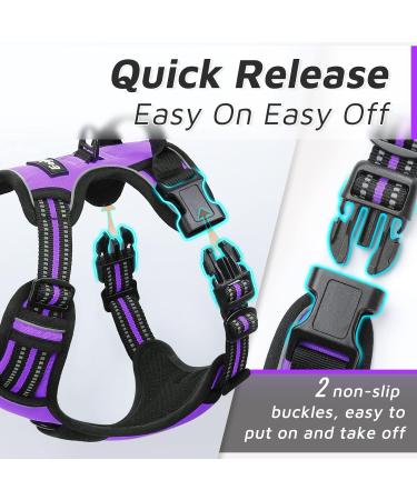 Eagloo Dog Harness for Large Dogs - Adjustable Anti-Train Control Harness with Reflex Strips Purple - Perfect for Labradors (1 Pack) - Buy Online on GoSupps.com